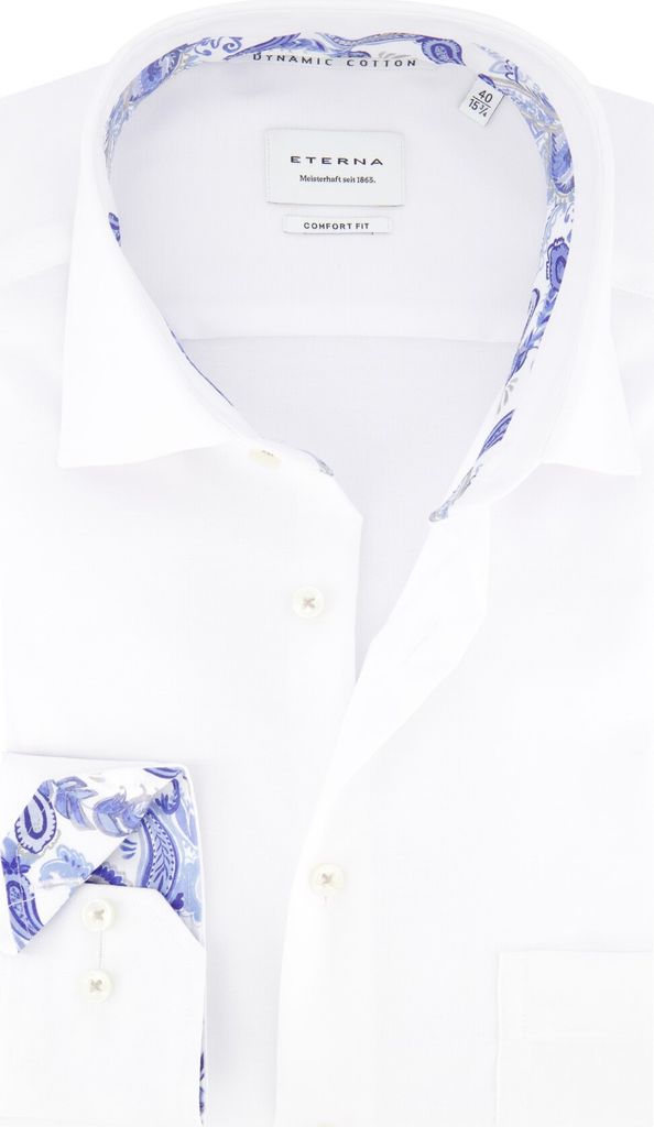 Eterna Hemd weiß Comfort Fit langarm einfarbig