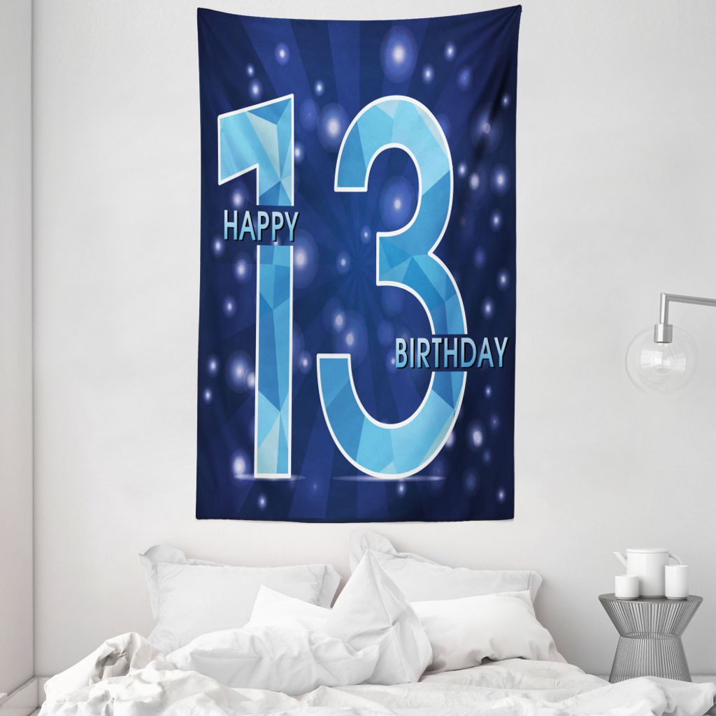 ABAKUHAUS Blau Wandteppich und Tagesdecke, Polygoneffekt Sterne aus Weiches Mikrofaser Stoff Waschbar ohne Verblassen Digitaldruck, 140 x 230 cm, D...