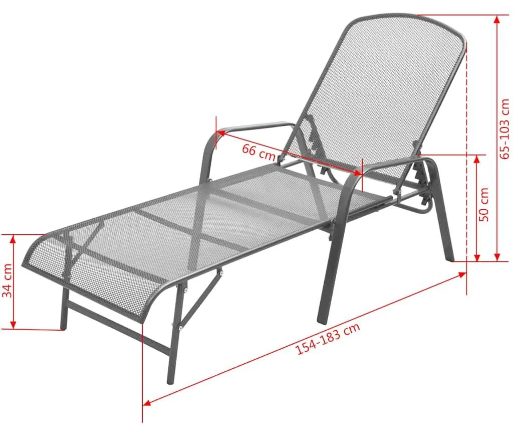 Bains de soleil en acier anthracite avec dossier réglable et table - 7