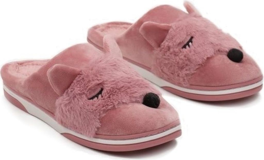 Damen Gefüttert Hausschuhe Plüsch Fuchsmuster Isoliert Slippers Fox Rosa Gr.36/37