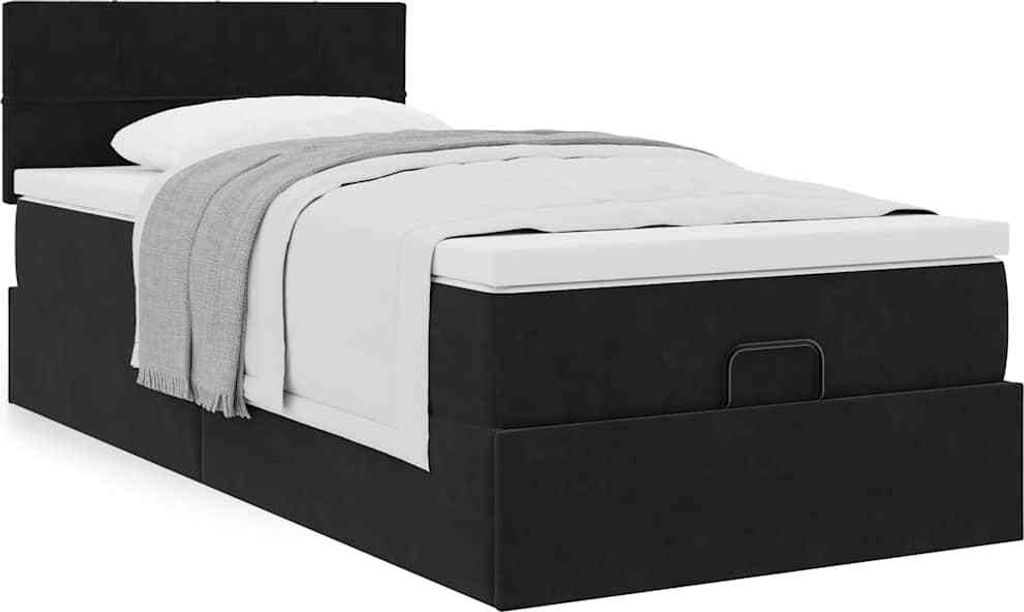Maison Exclusive - Ottoman-Bett mit Matratze Schwarz 80x200 cm Samt