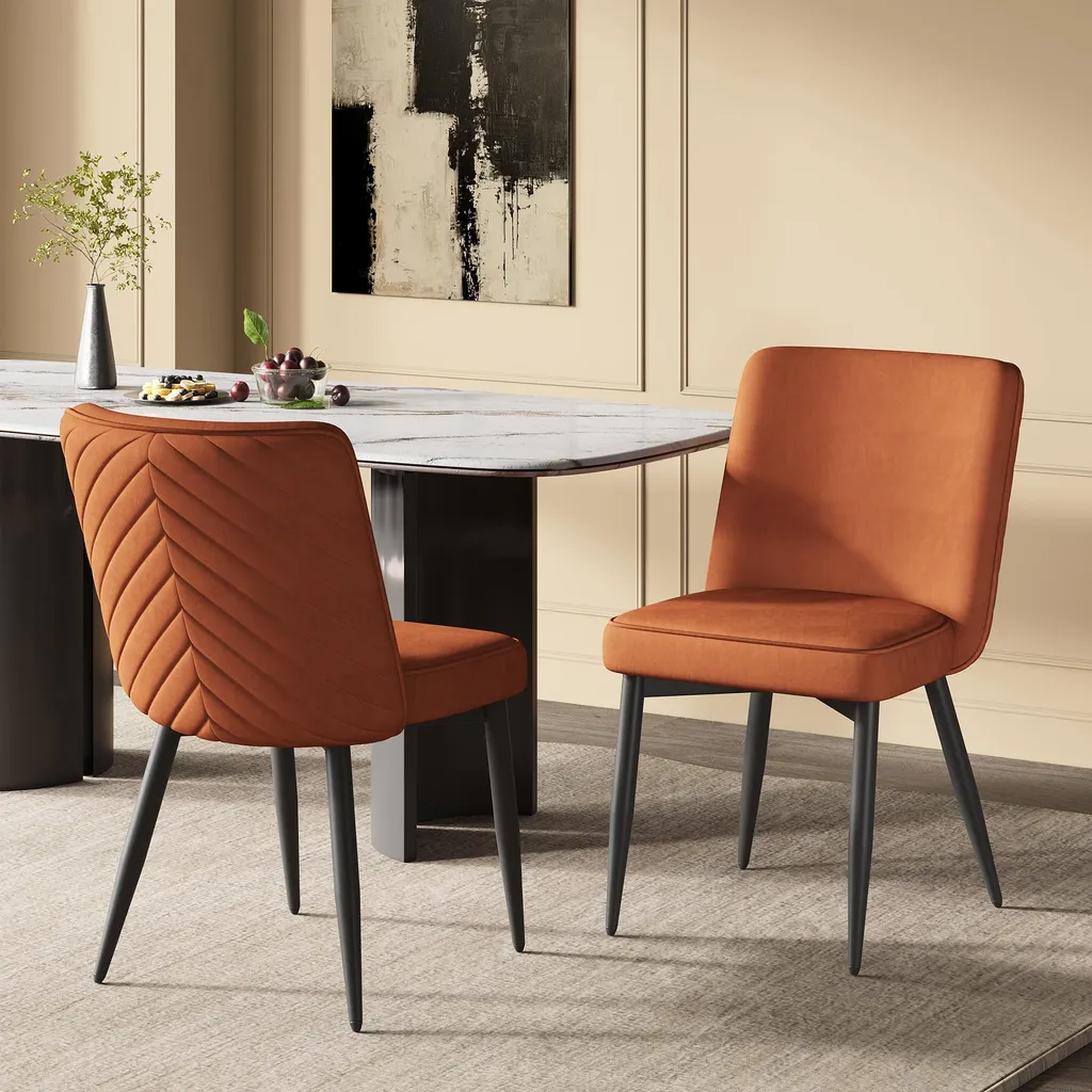 Lot de 2 chaises de table velours rouille Flieks pour salle à manger