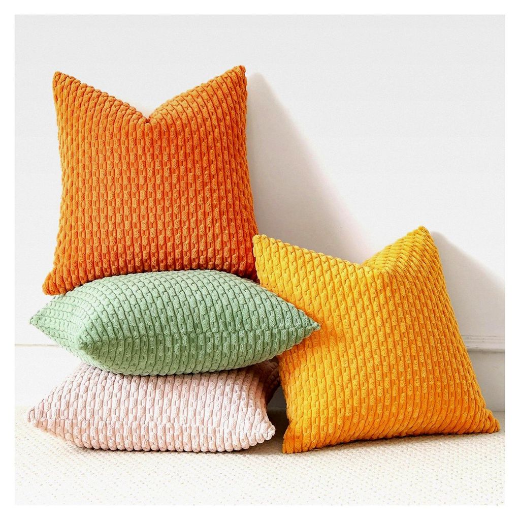 4er Set Kissenbezüge aus Kordsamt, Dekorative Zierkissenbezüge, Weiche Kissenhüllen für Sofa, Schlafzimmer und Wohnzimmer (Bunt, 40x40 cm)