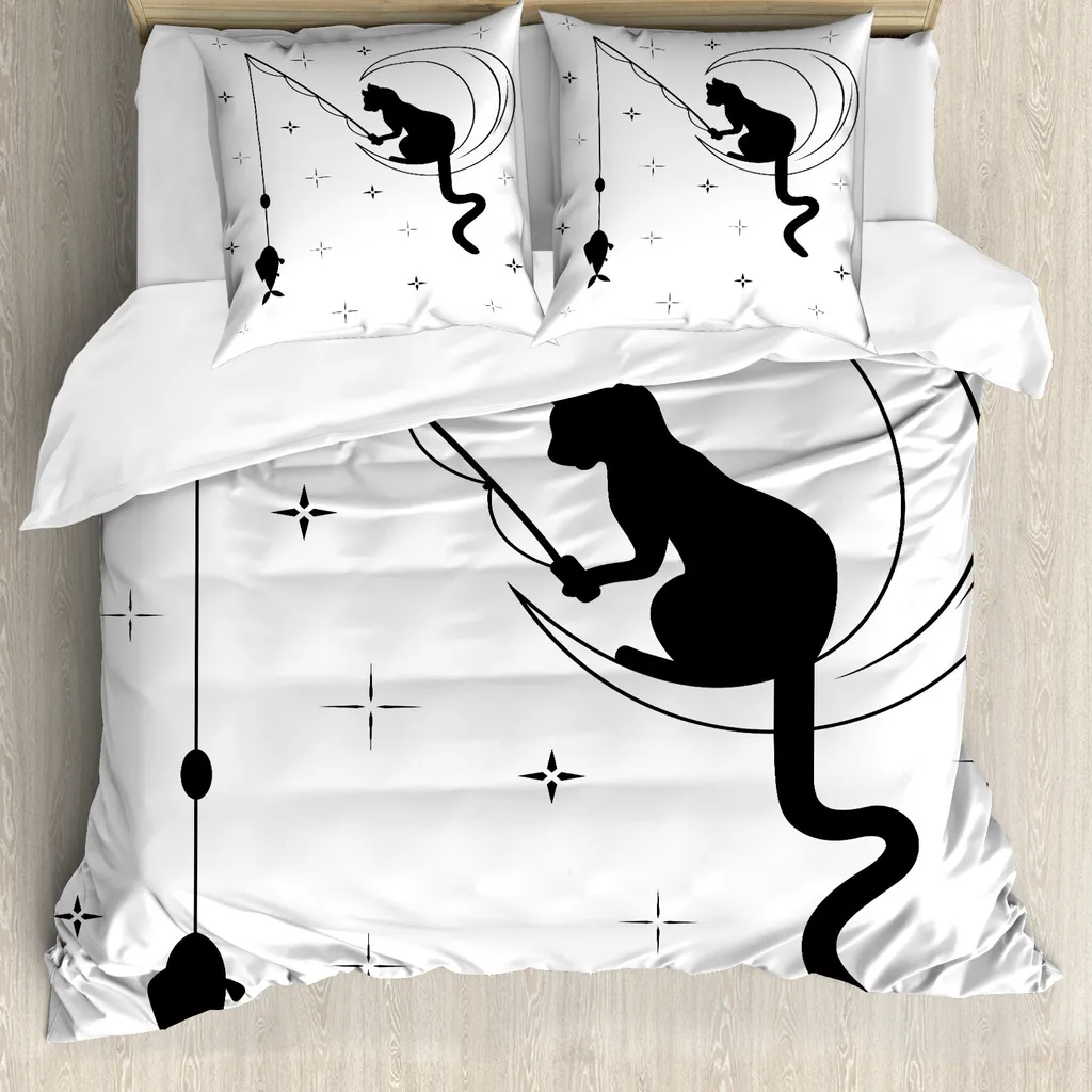 Set Letto ABAKUHAUS Kitty su Luna Arte Moderna 200x200 Bianco Nero