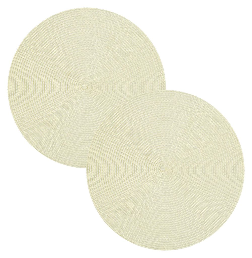 Tischset 2er Set Ecru rund 35 cm Ø Platzset abwaschbar Platzdeckchen