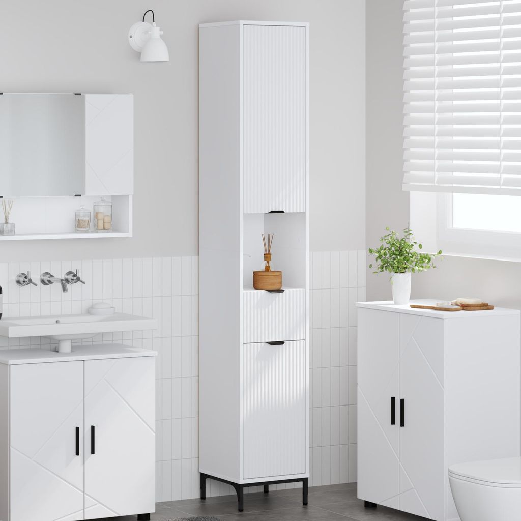 vidaXL Mobile da bagno con cassetti Bianco 31,5 x 33 x 190 Immagine del prodotto 