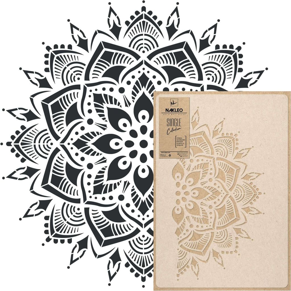 Mandala Große Malschablonen Durchmesser 89 cm, Blume Kreis Mandala Geometrisches Ornament, Wiederverwendbare Kunststoff Wandschablone DIY