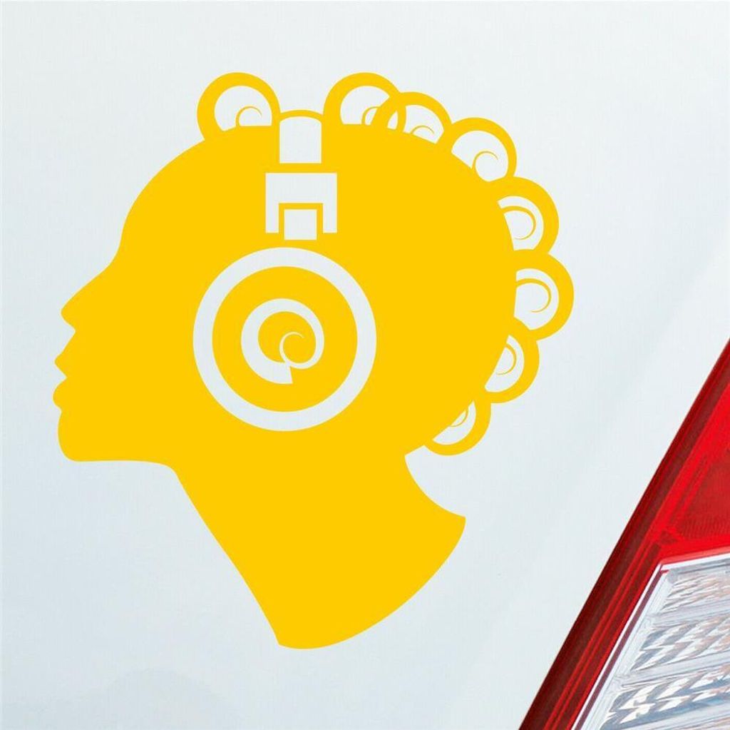 Auto Aufkleber Djane Musik DJ Music 10x11 cm Gelb Sticker Heckscheibenaufkleber