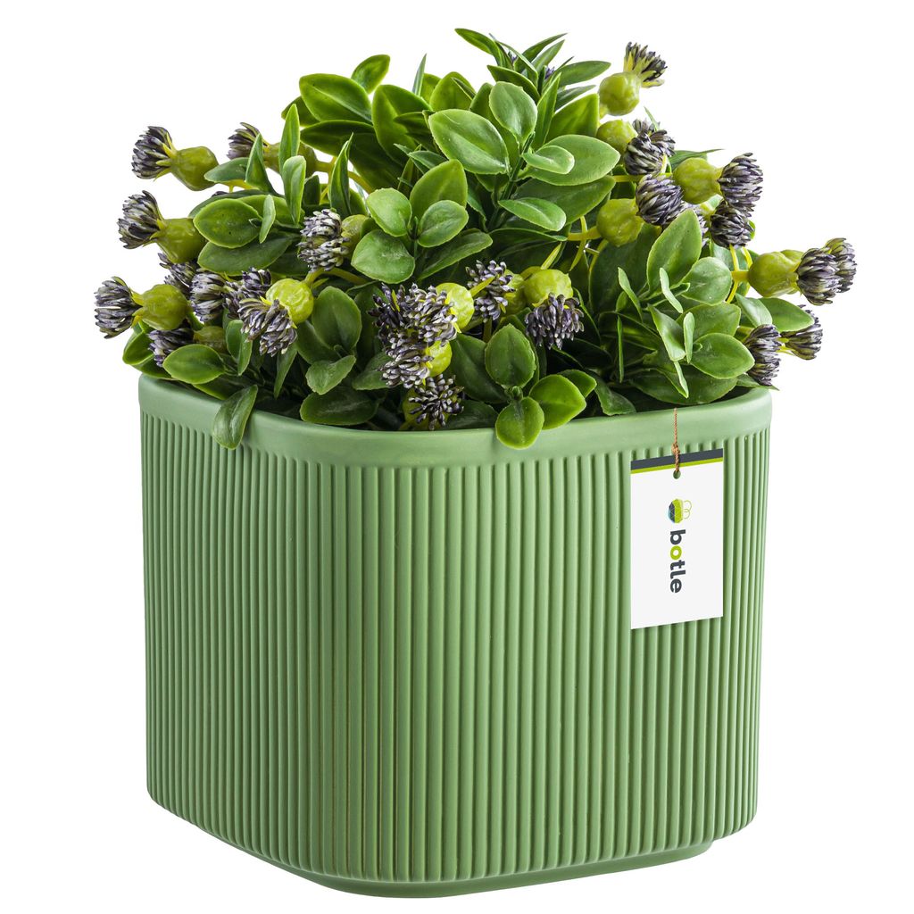 Blumentopf Blumenübertopf Gehäuse Farbe Grün 14,5 cm H13,5 cm Mat Oberfläche Modern Glamour