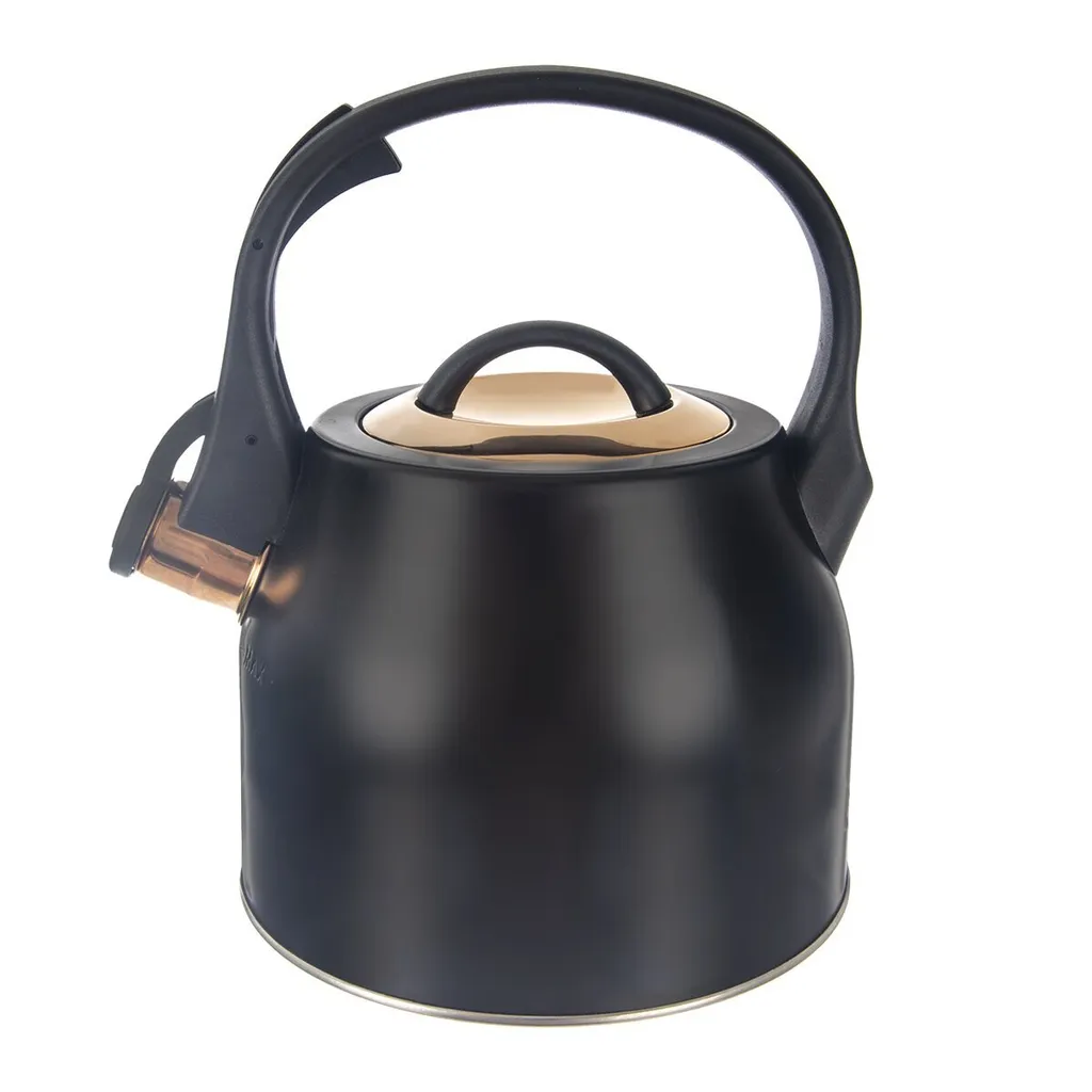 Orion 113520 Bollitore Fischio 3L Nero Oro per Induzione e Gas