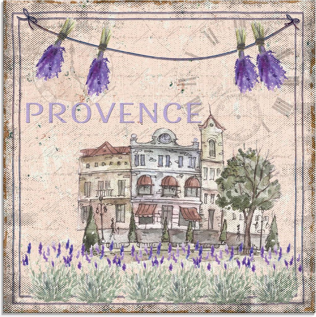 ARTland Glasbild Provence-meine Liebe Größe: 50x50 cm