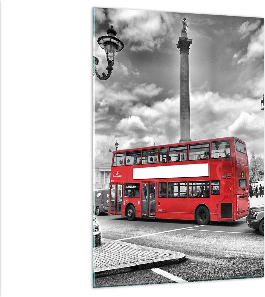 Bilder auf glas - Einteilig - Trafalgar Platz Taxi London - 80x120cm - Glasbilder - Wandbilder - Bilder - Wanddekoration aus Glas - Glas Bilder - W...