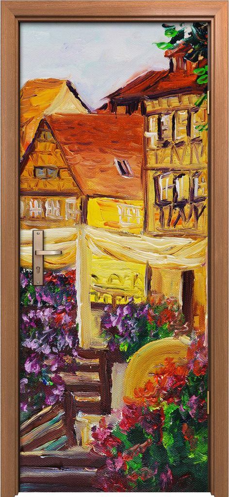 Türposter 80x200 cm Türaufkleber Türtapete Türfolie Klebefolie Venedig Italien Dorf Wasser boot Blume