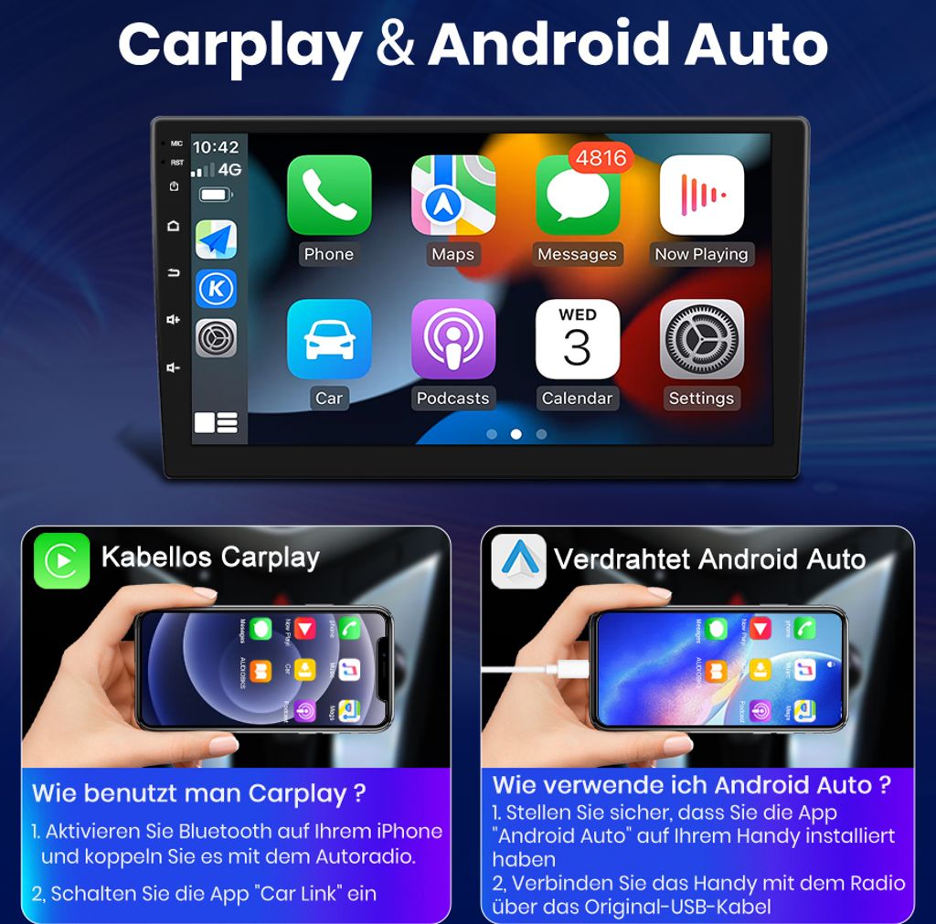 9'' DAB Carplay Navi WIFI 6+128G Pre Hyundai Santa Fe 2 Obrázok produktu 9