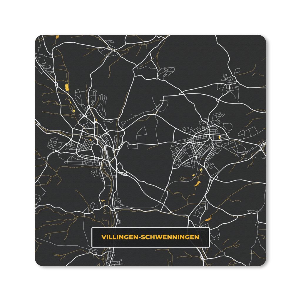MuchoWow Mauspad Mousepad Deutschland - Schwarz und Gold - Villingen Schwenningen - Stadtplan - Karte 20x20 cm - Mousepads - Maus Mat - Pad - Mau...