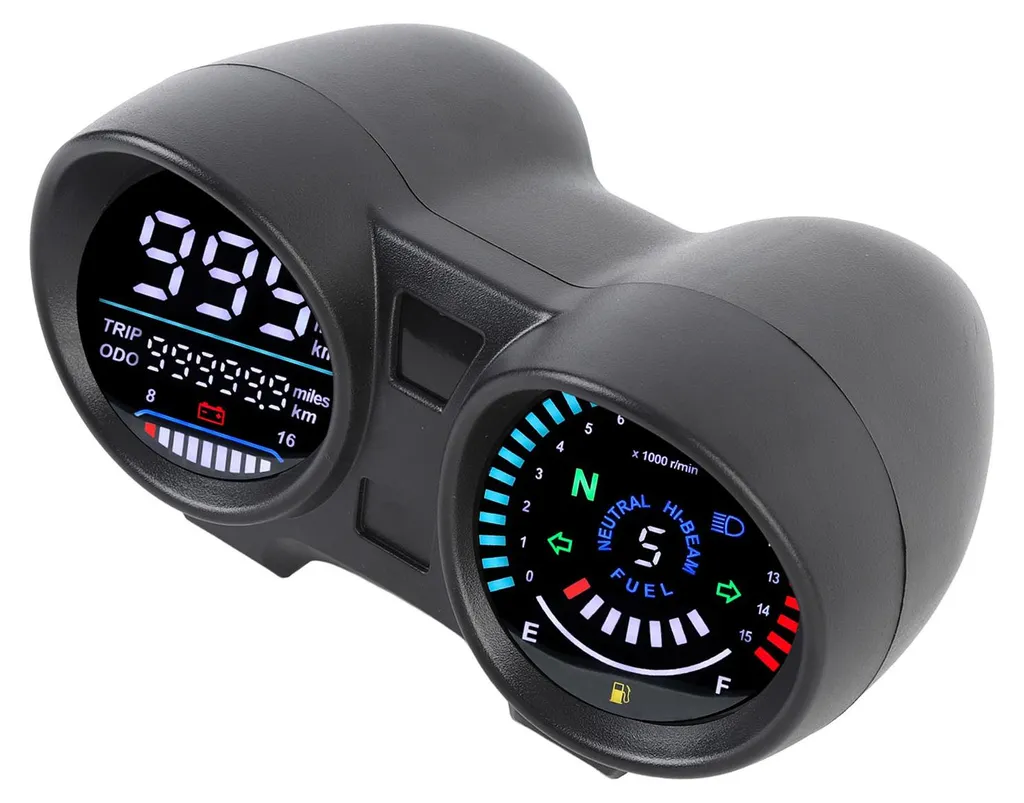 Compteur kilométrique moto universel LCD numérique avec tachymètre 12V