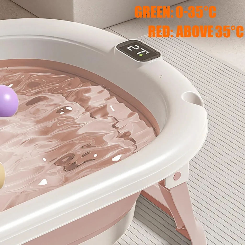 Baignoire bébé compacte pliable rose : Sécurité et gain de place 24m