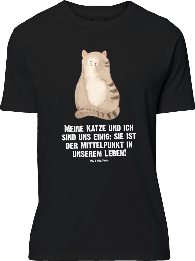 Mr. & Mrs. Panda Größe M T-Shirt Katze Sitzen - Schwarz - Geschenk, Herz, Tshirt, Cat, Shirt, mit Spruch, Herren, Haustier, Cats