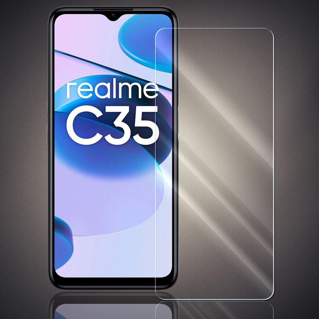 Panzer Folie für Realme C35 Echt Glas Displayschutzfolie Transparent Glasfolie 9H Härtegrad Schutzglasfolie