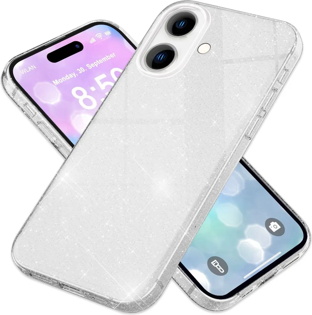 Custodia NALIA iPhone 16 Plus Glitter Argento | Fashion Case