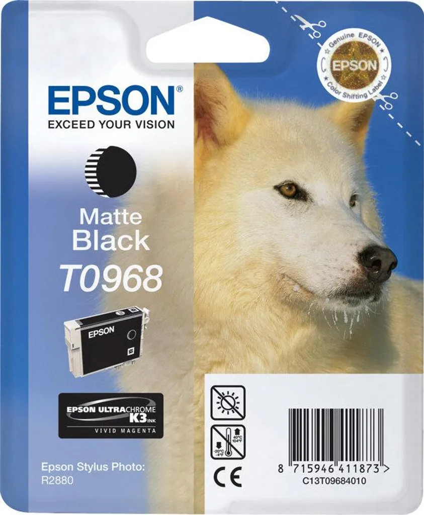 Epson T0968 Noir Mat cartouche 11,4 ml à technologie pigmentaire Ultra