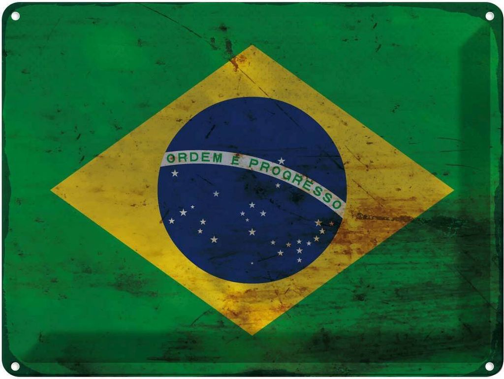 vianmo Blechschild 30x40 cm Brasilien Brazil Flagge Fahne Wappen
