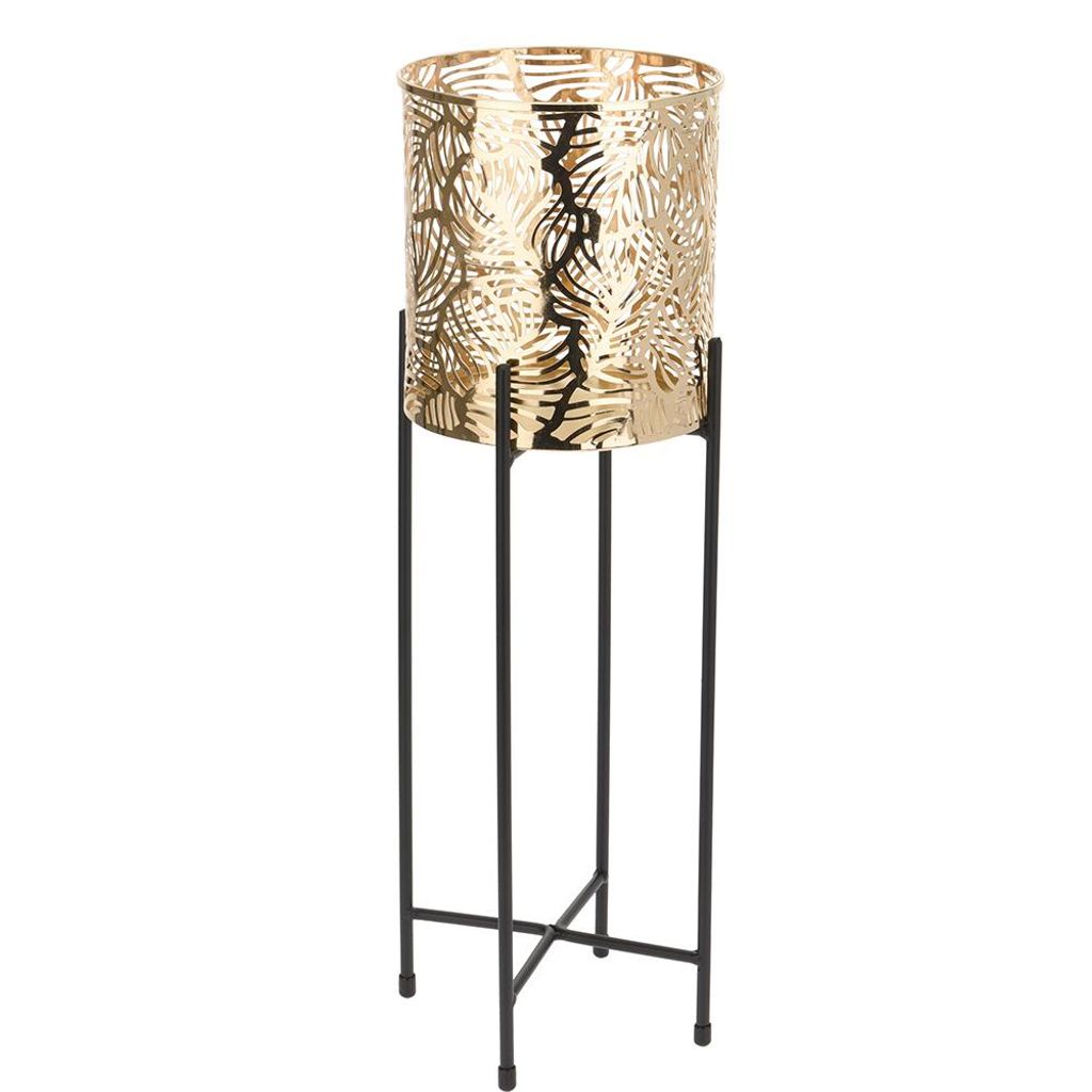 Bellatio design Pflanzentopf - standard - schwarz und gold - 15 cm