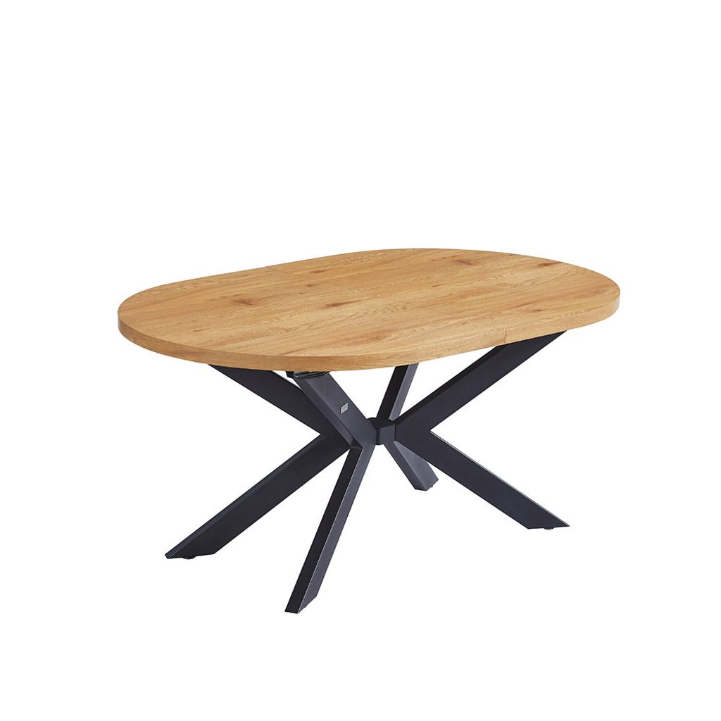 HOME DELUXE Esstisch Oval Ausziehbar AVENTI inkl. Sternfuß - 160 x 100 cm Light Oak | Küchentisch, Esszimmer, Esszimmertisch