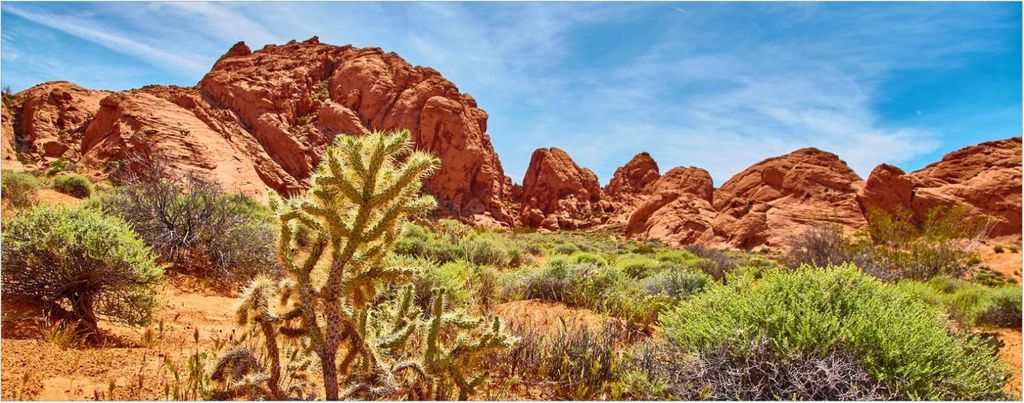 Wallario Wandbild aus Acryl, 125 x 50 cm, freischwebende Optik - Felsenwüste