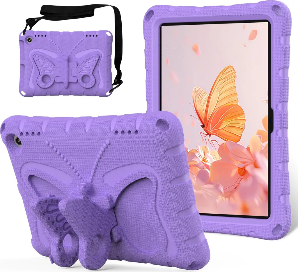 Cover Protettiva Viola Amazon Fire HD 8 Plus | Design Fiocco e Tracolla Auto