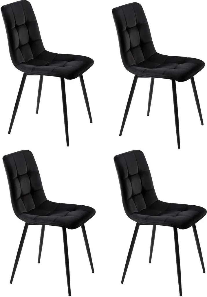 Set de 4 chaises confortables pour table de cuisine en velours doux