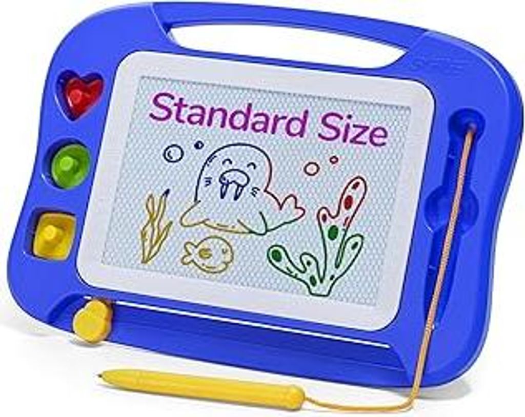 SGILE Magnetische Maltafel Zaubertafel Kinder, 25×18 cm Magnet Magnettafel mit 4 Stempeln, Kreatives Spielzeug ab 2 Jahren, Geschenk für Jungen &...