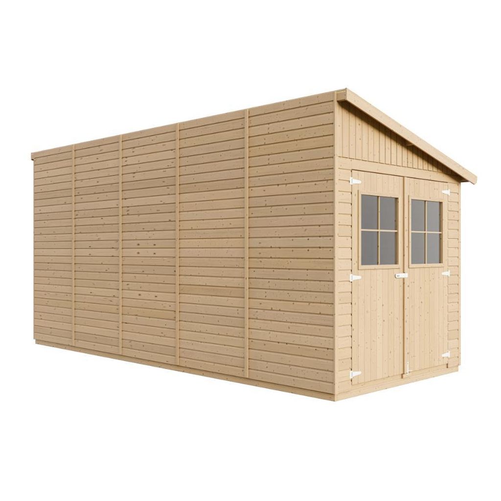 Abri de jardin en bois (avec paroi latérale) - débarras Image du produit 