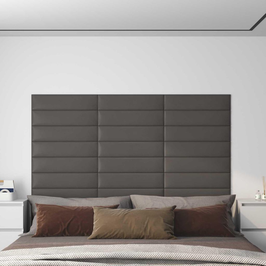 Wandkopfteilen 12 pcs Grau 60 x 15 cm Stoff