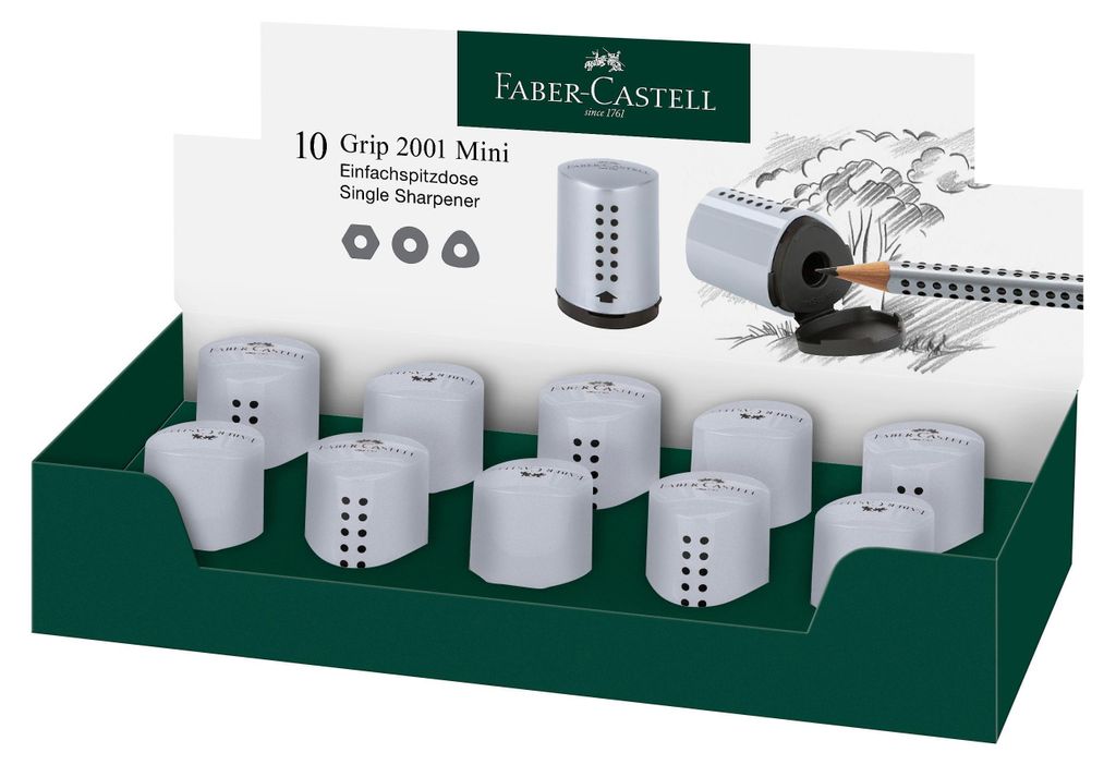 FABER-CASTELL Einfachspitzdose Grip 2001 Mini silber Produktbild 