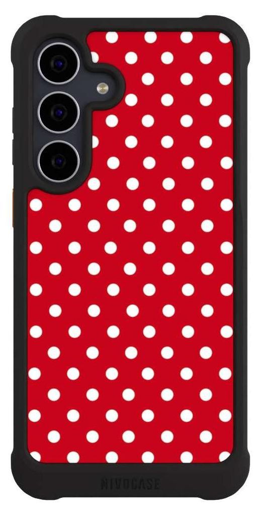 NIVOCASE Hülle für Samsung Galaxy S25 FE Stoßfeste Handyhülle NIVOmax Case Schwarz Polka Dots Punkte Retro