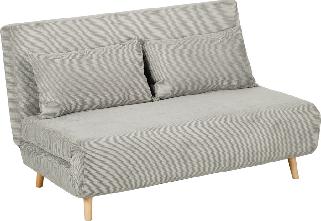 HOMCOM Schlafsofa, Klappbett mit Bettfunktion, Rückenkissen, Polstersofa mit Verstellbarer Rückenlehne, Samtoptik, 141 x 90 x 81 cm, Grau