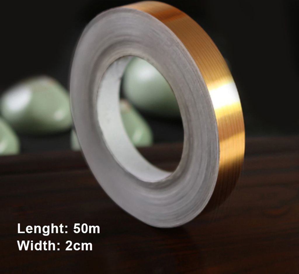 50m Wandfliesenbodenspaltspalt Abdichtung Klebeband wasserdichtes Streifen Selbstkleber Wohnkulturdekoration-Gold ,Größen:L