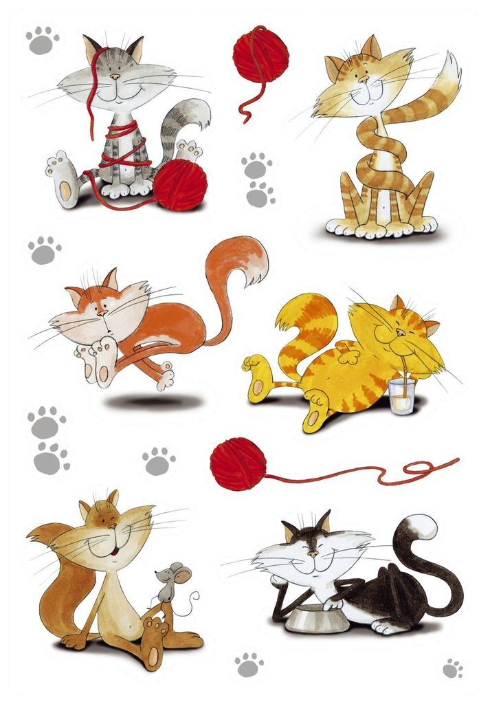 HERMA Sticker DECOR "lustige Katzen" beglimmert 2 Blatt à 8 Sticker