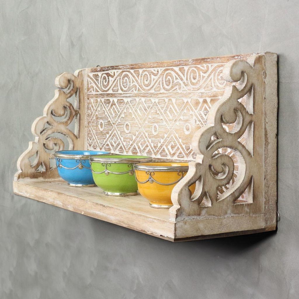 Wandregal Wandbrett Küchenregal Hängeregal Vintage Landhaus Shabby Chic Regal Panel beidseitig verwendbar 60 cm breit weiß