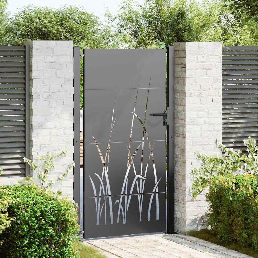 "SPRING SALE"Gartentür - Gartenzaun Tor - Schön und langlebig - Schwarz 100 x 175 cm Pulverbeschichteter Stahl GermanyMöbel 99284 - Gartentore