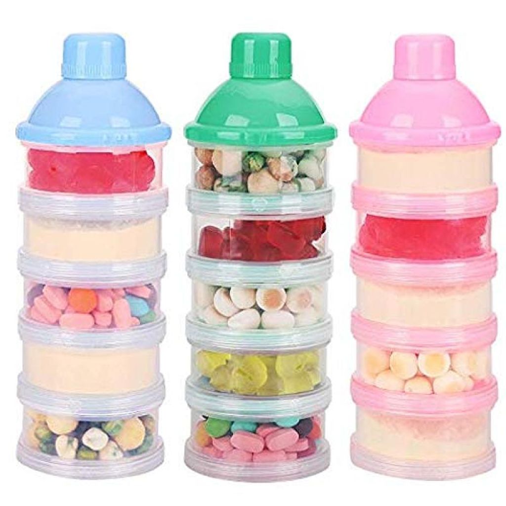 Milchpulver Spender 4 Schichten - Tragbare Baby Snack Box 2er Set