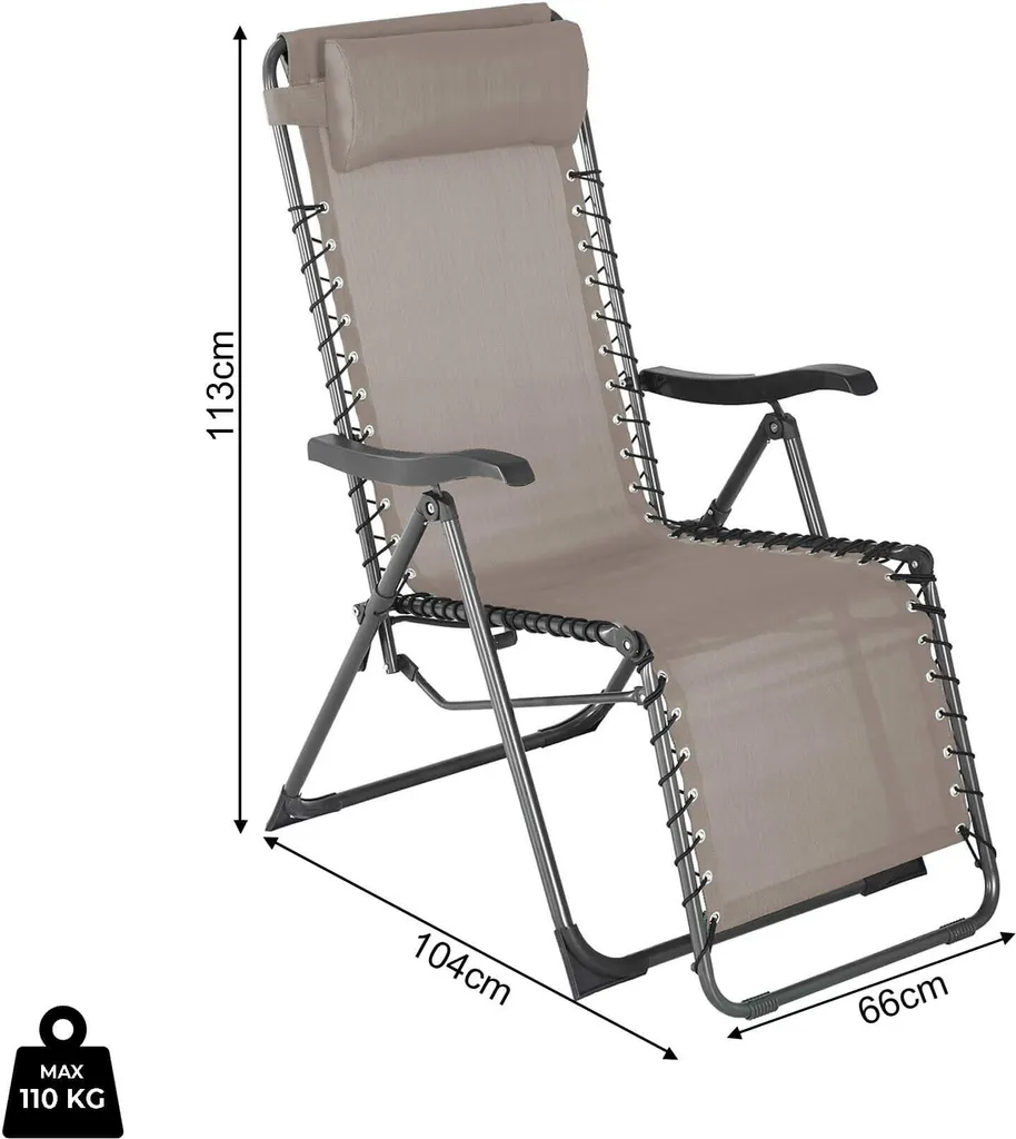 Transat multiposition Zero Gravity en acier et polyester beige 113cm - 3