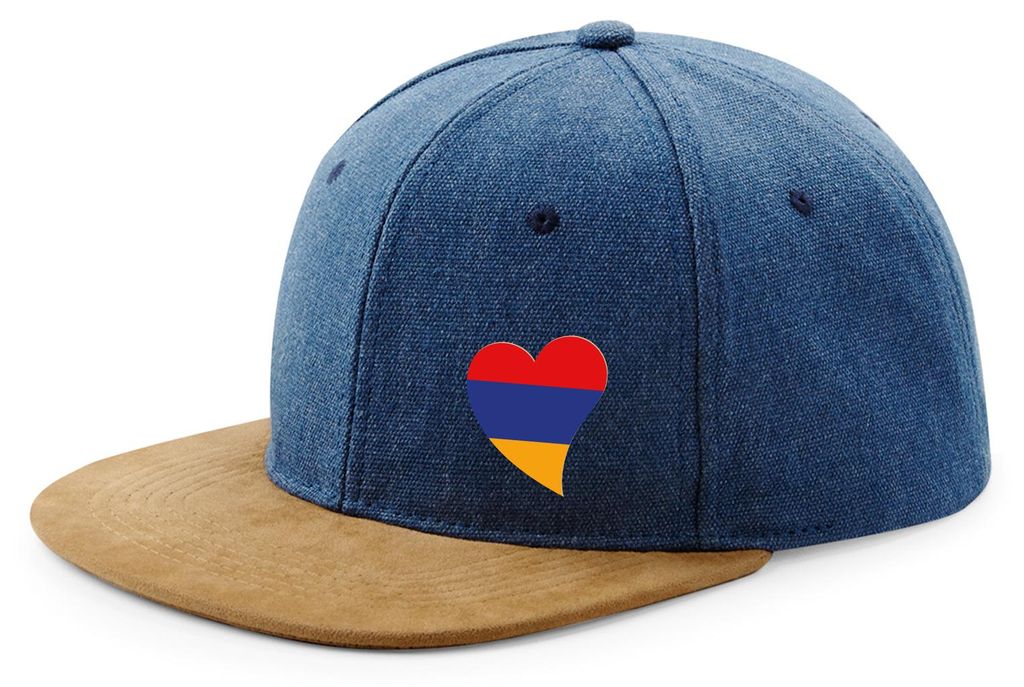 Huuraa Cappy Mütze Armenien Flagge Herz Denim Baumwolle und Polyester Snapback Kappe Geschenkidee