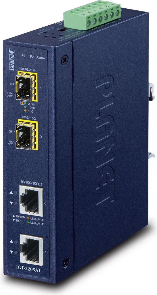 Convertisseur SFP Double Port IGT-2205AT Rail DIN IP30 Très Robuste