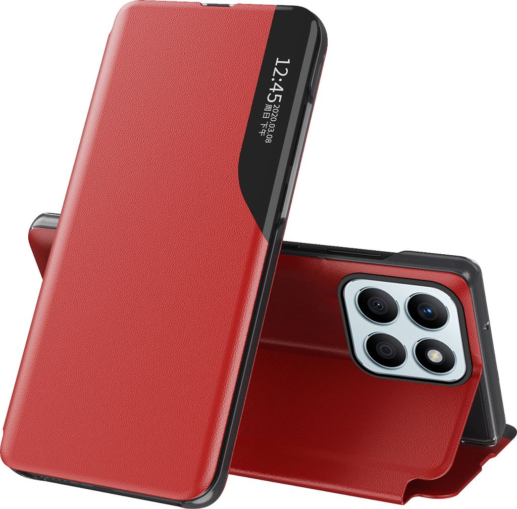 Dünn Flip Stand Cover Kunstleder Schutzhülle für Honor X8B Rot