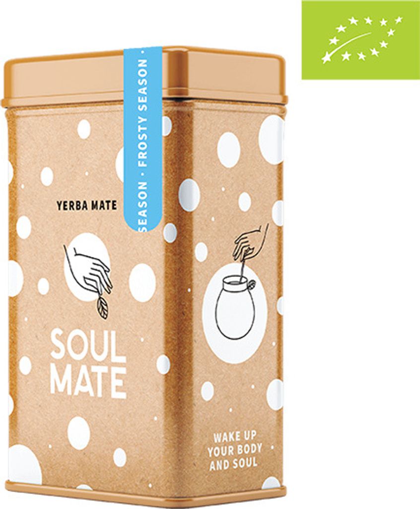 Soul Mate - Mate Tee Dose Orgánica Frosty Season Yerbera 500g - Winter Edition mit Zimt - Rauchfrei, Mild - Luftgetrocknet - Yerba Mate Brasilien