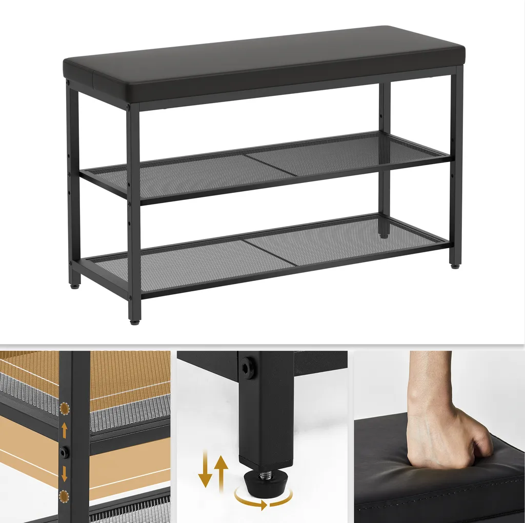Meuble chaussures compact 80cm pour entrée étroite avec banc intégré - 4