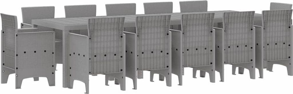 vidaXL Garten Essgruppe 13 pcs Hellgrau Poly Rattan