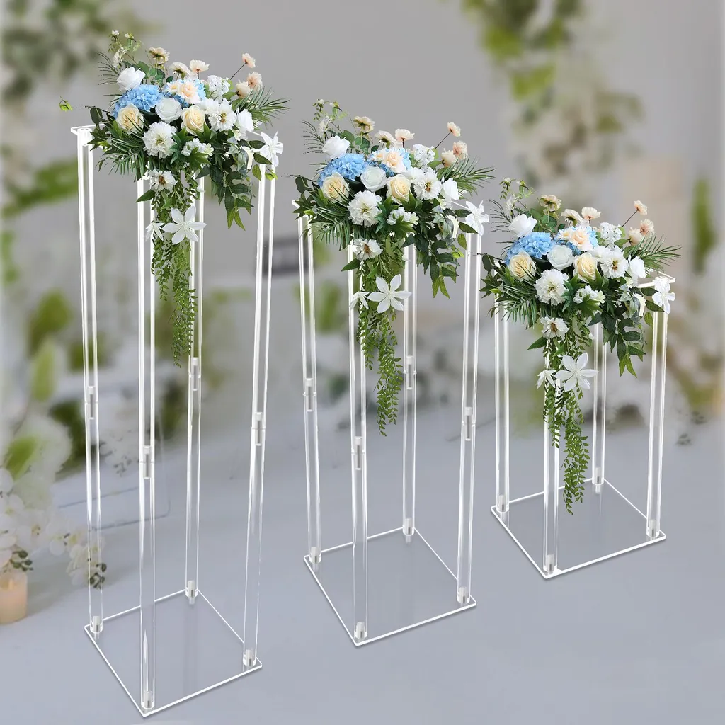 Support vase acrylique transparent design moderne L pour centre de table
